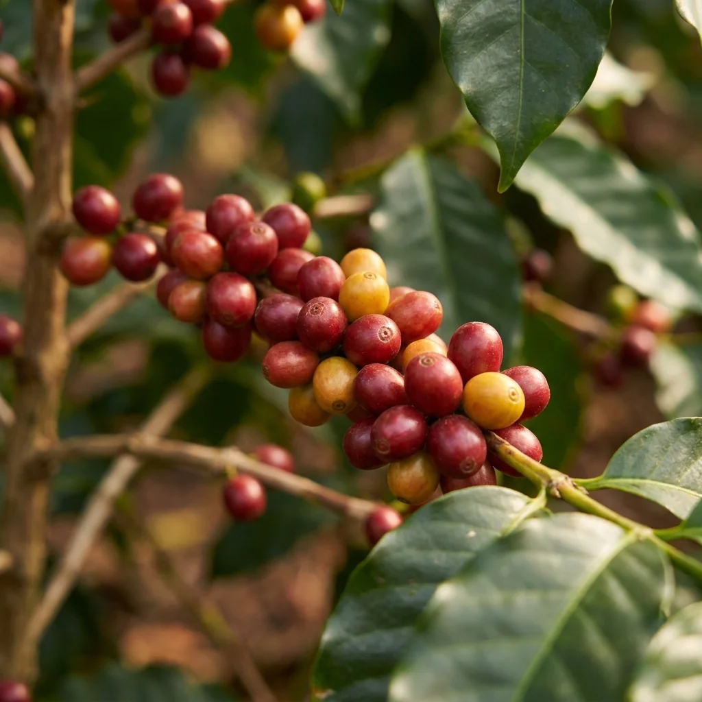 Cerezos de café nayarita en la rama, listos para cortar